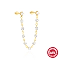 Luxurious S925 sterling silver gold tassels earring with sparkling marquise zircon stones - 925 Silver / Gold #6