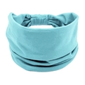 Elastic bohemian wide headband in vibrant light blue soft cotton fabric for women - Light Blue