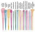 17-piece professional makeup brush set featuring vibrant pastel macaron gradient colors - Bare Brush / Multicolor 17Pcs