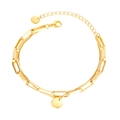 Chic double-layer gold smile pendant bracelet in polished stainless steel for women - Gold Bracelet