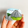 3D Mexico Chichen Itza pyramid souvenir fridge magnet with embossed resin details - (60) Mexico Pyramid