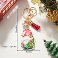 Porte-clés de nain de Noël en bois avec pompon rouge et pendentif pailleté festif - Style Gnomes de Noël