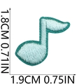 Detailed size specifications for mint green musical note embroidered decorative patch - Mint Musical Note Shape (39号)