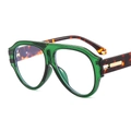 Retro aviator sunglasses with transparent green frames and tortoise shell temples - C9 Green Frame Transparent Lens
