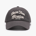 Dark grey baseball cap with white Bean Town Boston 3D embroidery and cotton twill texture - Dark Gray