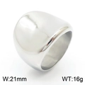 Polished silver-tone 21mm wide arched titanium steel ring with mirror finish for men and women - US 10 / 21mm Wide Dome Mirror Polished Style (KR108122-KJX) / Steel