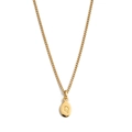 Golden stainless steel necklace featuring a polished oval pendant with engraved letter Q - Necklace + Pendant Q