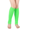 Neon green chunky cable knit leg warmers for women in a cozy slouchy style - One Size / Fruit Green