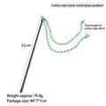 Macaron cat teaser wand with black stick and green gradient cotton rope for pet play - Green Gradient Double Cotton Rope (B37409)