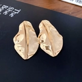 Golden leaf drop earrings with irregular wrinkled texture and high-gloss metallic finish - Gold Irregular Crumpled Texture Earrings (66#)