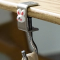 Adjustable silver desk bag hook with cute white rabbit decoration for students - White Rabbit