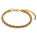 Twisted two-tone 18K gold plated stainless steel braid chain bracelet with lobster clasp - Twisted Bead Wrap Chain / Gold and Silver Two-tone