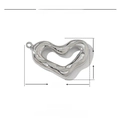Detailed view of irregular liquid metal heart pendant with size and material parameters - Liquid Metal Hollow Heart Style (VG341)