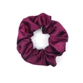 Lustrous purple satin scrunchie with a silk-like texture and elegant draped folds - Burgundy
