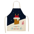 Detail of Christmas apron featuring Santa Claus and Happy Holidays text on linen - Style-21 (Happy Holidays)
