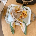 Elegant beige silk scarf with yellow floral patterns on a vintage mirror tray - Vintage Sunflower