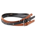 Set of black and brown vintage braided faux leather belts with metal studs and buckles - 14-1 Black Studded Pin Buckle