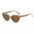 Occhiali da sole retrò cat-eye con montatura beige nude e lenti marroni - Khaki Tinta Unita