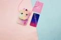 Borsa unicorno in peluche arcobaleno per bambini con ricami e tracolla rosa - Rosa