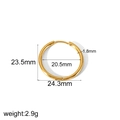 Créoles en acier inoxydable plaqué or 18k pour femmes avec diamètre de 23,5mm poli - Largeur 1,8 mm-Diamètre 23,5 mm (TE6018-2-24) / Or
