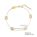 Pulsera de ojo turco dorada ajustable en acero inoxidable con circonitas y dimensiones - Estilo Ojo Turco Dorado (B2589-GO)