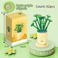 Miniature pennywort plant building blocks toy with 62 pieces in a yellow snake pot - 8814-06 Pennywort / 62pcs/Boxed