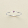 Sleek silver thin ring with a small round pink gemstone in a minimalist setting - US 7 / Silver October Light Rose