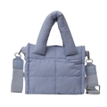 Quilted light blue padded shoulder bag with a soft puffy texture and crossbody strap - Blue