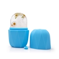 Light blue silicone ice face roller with frozen daisy flowers for facial skin massage - Diamond Pattern - Blue