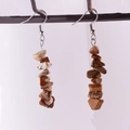 Handmade drop earrings featuring stacked irregular brown and beige natural stone beads - Picture Stone