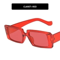 Chic translucent claret red rectangular sunglasses in a modern minimalist fashion style - Claret Frame Red Lens