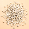 Glow-in-the-dark white round beads with gold stars and hearts for DIY jewelry - Gold Star Moon White Base
