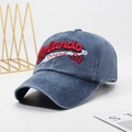 Berretto da baseball vintage lavato blu scuro con ricamo 3D Orlando 01 rosso - Regolabile / Blu navy