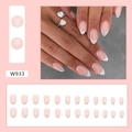 French silver glitter pointed press-on nails set with 24 pieces in various sizes - W933 Gentle Glitter