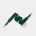 Dark green crocodile embossed wide shoulder strap with silver swivel metal hooks - Green Webbing with Gold Buckle