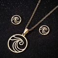 Set di gioielli dorati in acciaio inossidabile con collana e orecchini a cerchio onda - Stile Onda (041) / Oro