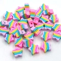 Perline a forma di stella in argilla polimerica arcobaleno per creazione di gioielli DIY - 100 Pezzi/Sacchetto Stella Arcobaleno