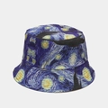 Cappello da pescatore double-face con stampa Notte Stellata di Van Gogh e tesa larga parasole - M (56-58cm) / Notte Stellata Blu Scuro