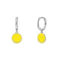 Silver drop earrings featuring vibrant yellow enamel smiley faces and S925 hallmark - 24K / Silver-Orange Smile Face (JQH0081-SS-7)