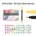 80 colors dual tip watercolor markers set with black barrels in transparent storage case - New Style Black 80 Colors Soft Tip