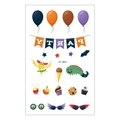 Waterproof temporary tattoo sheet EC-802 with colorful party monsters and balloons - Cartoon Party Decoration Elements (EC-802)