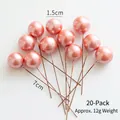 Set of 20 pink shiny pearl picks for cake decorating, 1.5cm diameter with 7cm stems - 1.5cm Pearlescent Pink Berries (20 Pcs)
