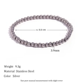Elastisches Perlenarmband aus silbernem Edelstahl mit 3,9 mm runden Metallperlen - 4mm / Silber