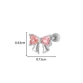 Silver bow-shaped stud earrings with pink heart stones, size 0.63cm by 0.73cm - Bowknot Style (2#) / Silver