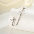 Orecchini a catena argento per doppio foro con cuore, croce e zirconi - Zirconia Bianco (A614-1)