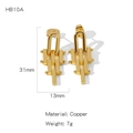Modern geometric rectangular drop earrings in 18K gold-plated copper, 31mm length - Modern Geometric Module (NYH-HB10A)