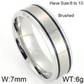 Bague en acier titane argenté brossé avec deux lignes noires et placage en or 18 carats - US 10 / Bague Homme en Acier (KR47310-K)