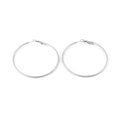 Minimalist geometric large hoop earrings in polished silver finish for women - 50x2mm Silver Textured Style (KE98622-KFC)