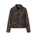 Giacca leopardata alla moda da donna con colletto a rever e tasche a pattina - S / Stampa leopardata