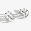 Minimalist triple-layer silver stainless steel ear cuff for non-pierced ears - Silver Three-layer Parallel Wrap Style (PG013)